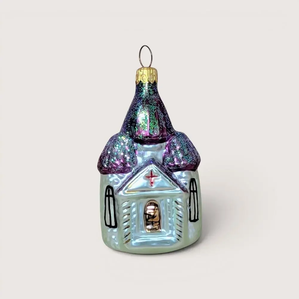 Vintage Christopher Radko Glass Church Ornament